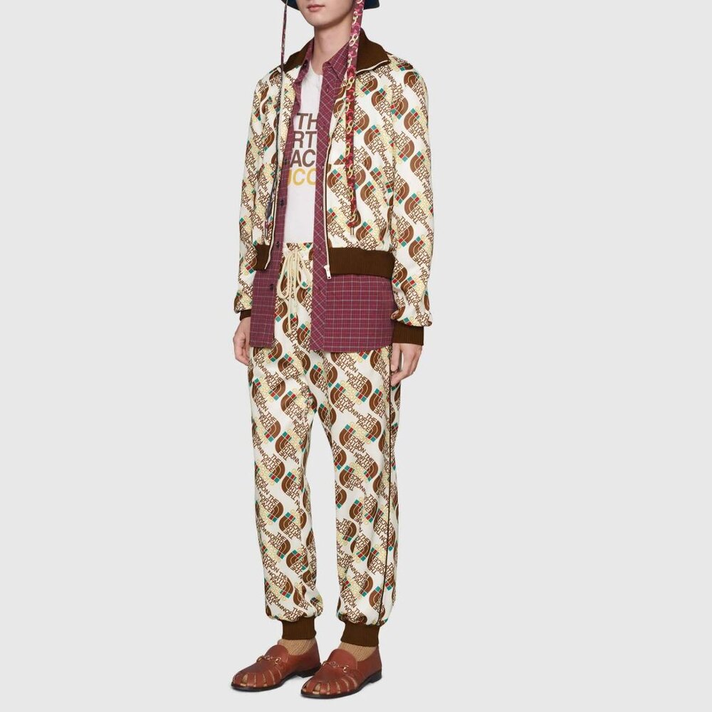 GUCCI JACKET TRACK PANTS NORTH FACE X WEB PRINT TECH JERSEY sz L LARGE